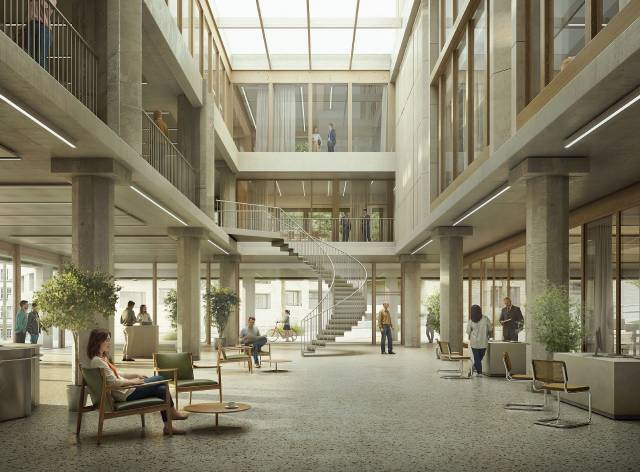 Die Kundenhalle der BLKB in einer Visualisierung