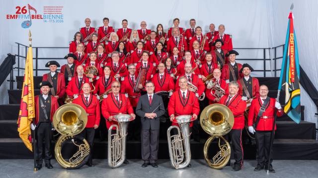 Die Stadtmusik Laufenburg unter der neuen Stabführung von Reto Näf beim Eidgenössischen Musikfest Biel